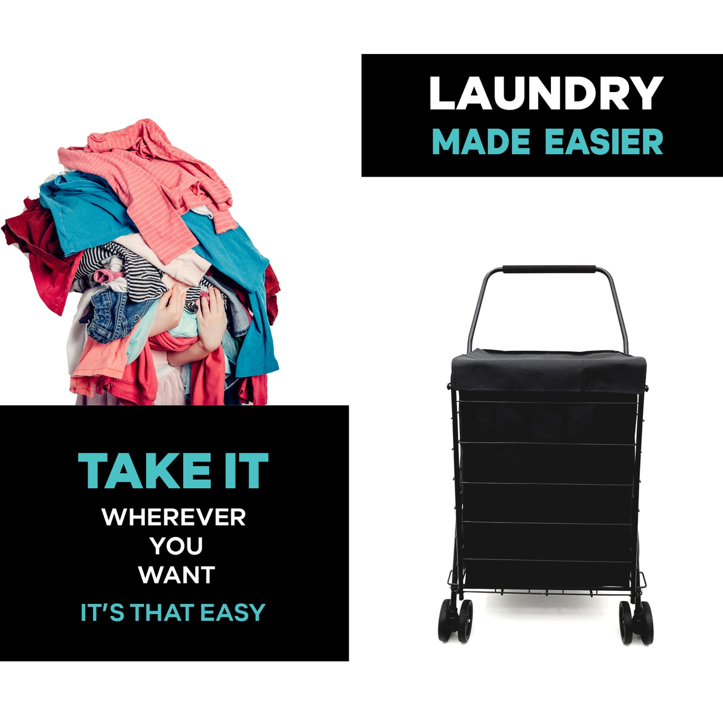 Jumbo Waterproof Shopping Cart Liner with Zipper, 600D Oxford, for Groceries & Laundry Bag L-2029