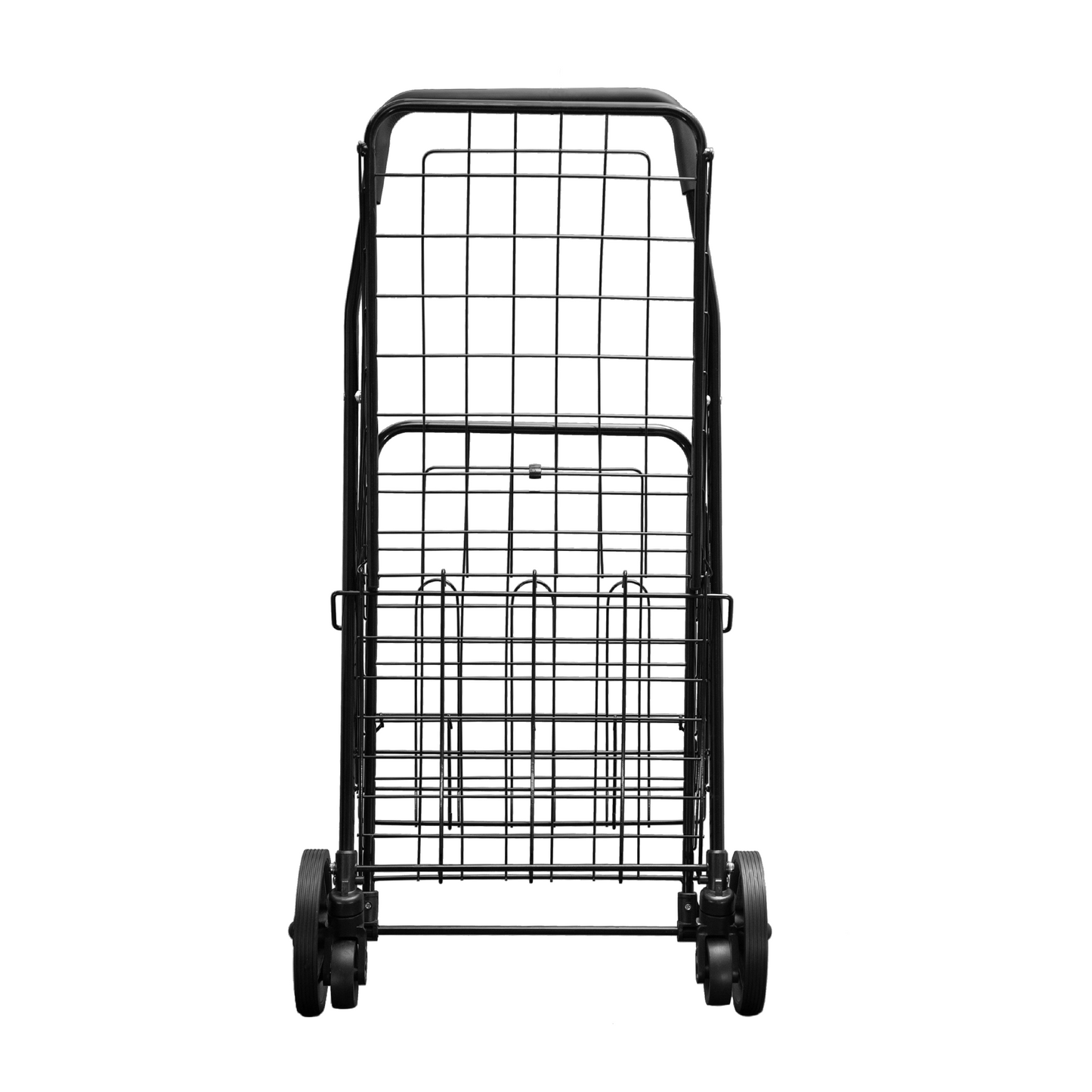 Folding Shopping Cart with Patent Pending Swivel Wheels and Double Basket, Large S-2081