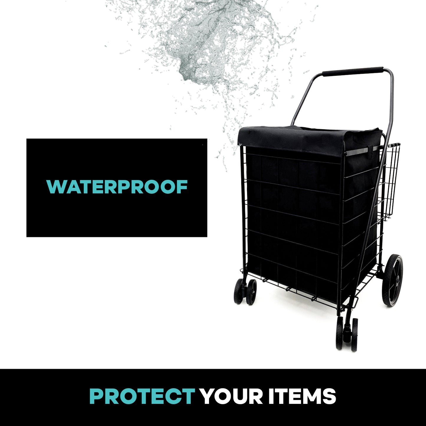 Jumbo Waterproof Shopping Cart Liner with Zipper, 600D Oxford, for Groceries & Laundry Bag L-2029